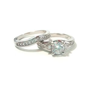 10 k White Gold Filled White Topaz Ring Set Size 7